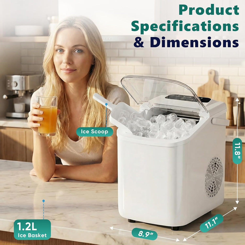 Countertop Ice Maker with Self-Cleaning, Portable Ice Maker Machine