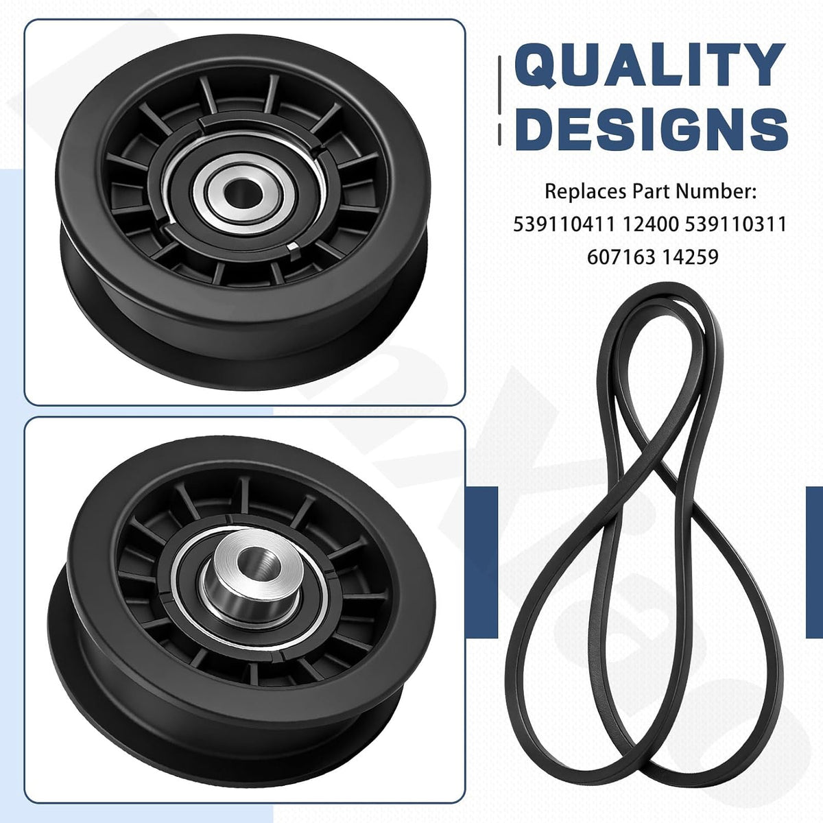 539110311 Idler Pulley Kit & 539110411 Drive Belt Compatible with Husqvarna Z254F Z200 Z4824 925ZX RZ4623 CZ3815 CZ4217 Lawn Mowers 12400 14259 607163