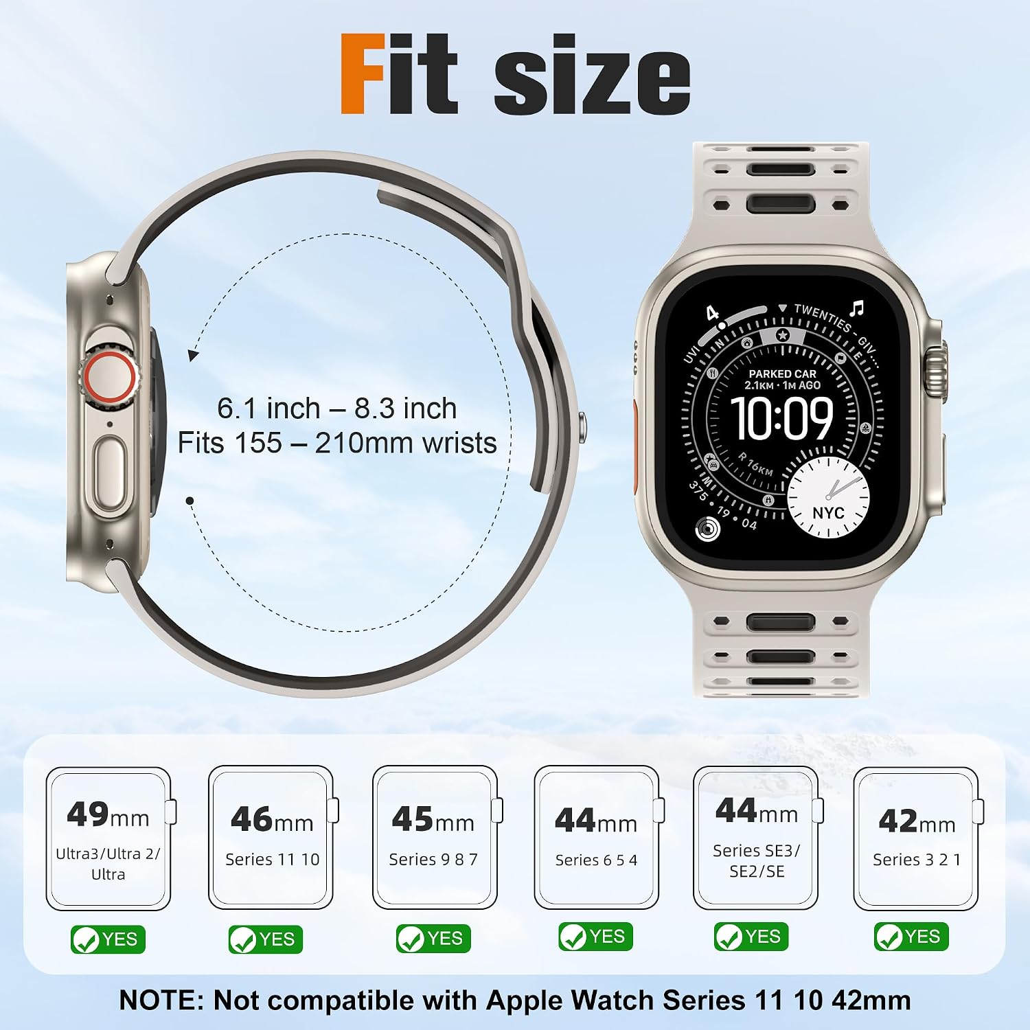 Sport Sweat-Proof Silicone Loop Compatible with Apple Watch Ultra 3 2 Band, iWatch Bands 44mm 45mm 46mm 49mm 42mm