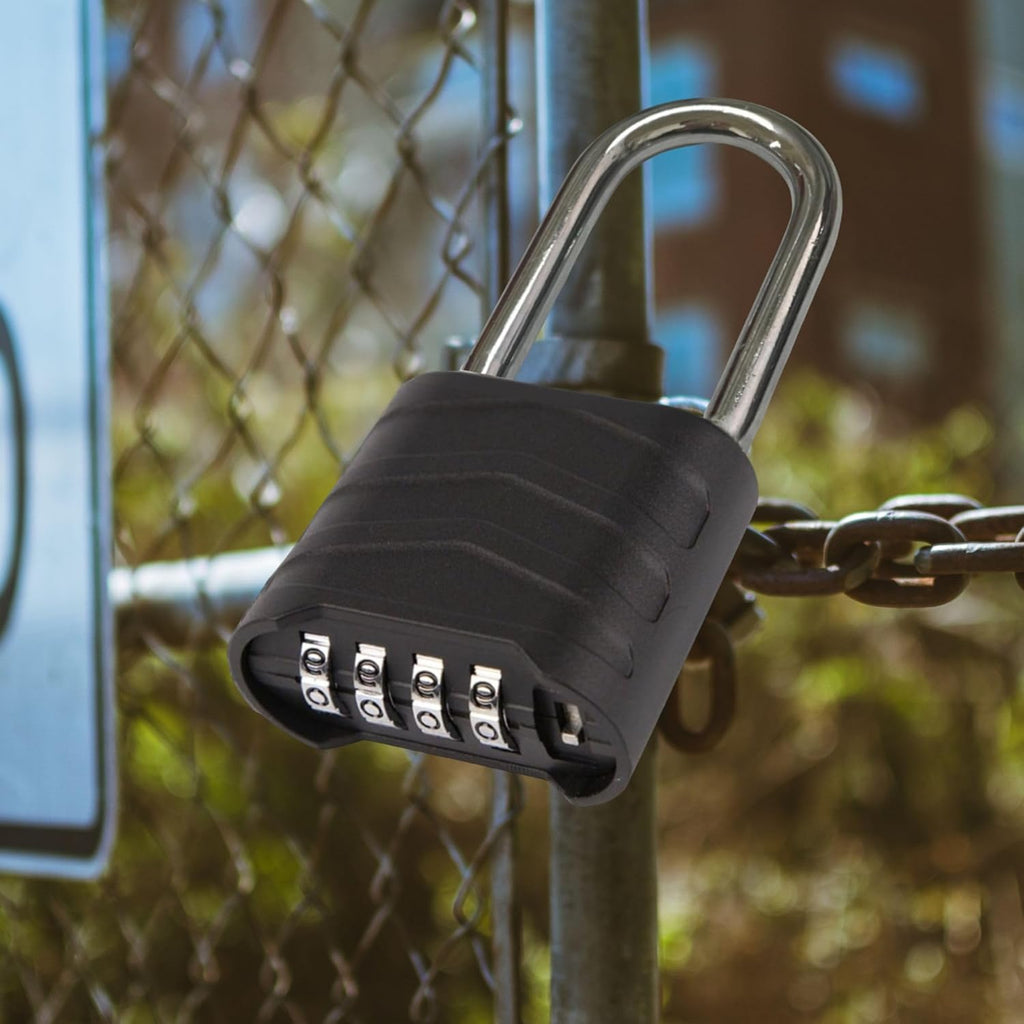 Large Padlock Combination Lock 2.2", Long Shackle, 4 Big Digit, 4Pcs
