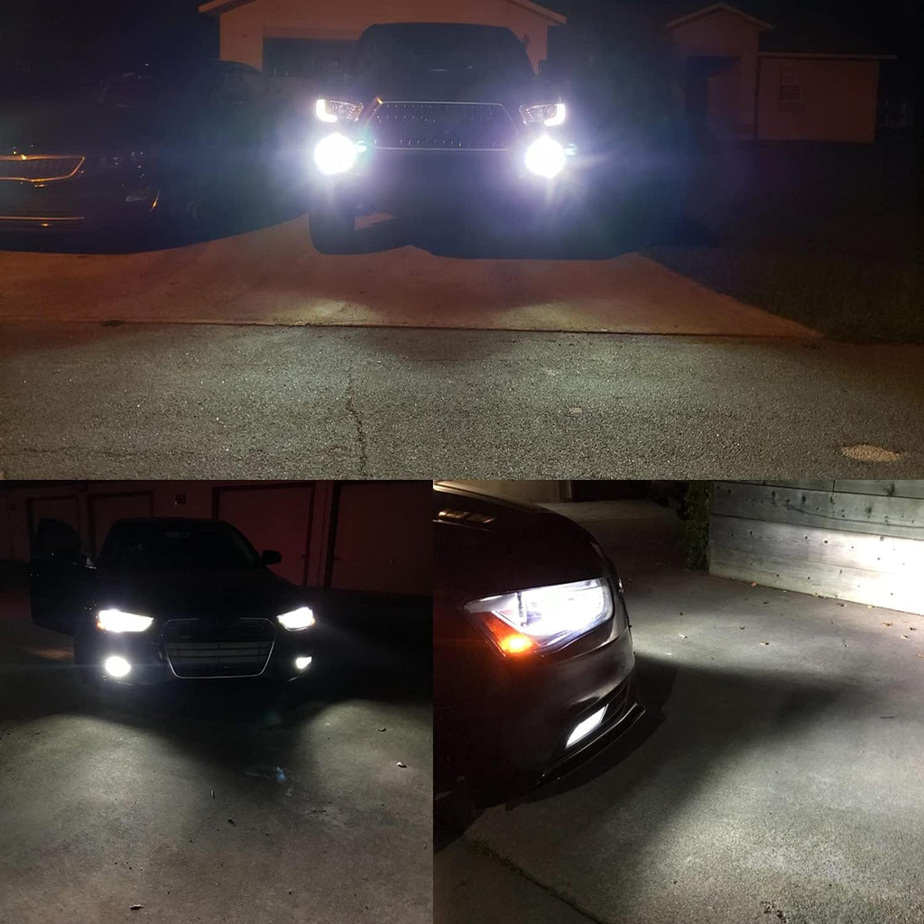 Super Bright PSX24W 2504 LED Fog Light Bulbs, 6000K Xenon White 2800Lms 12276 Auto 12V Fog Lamps Replacement 5730