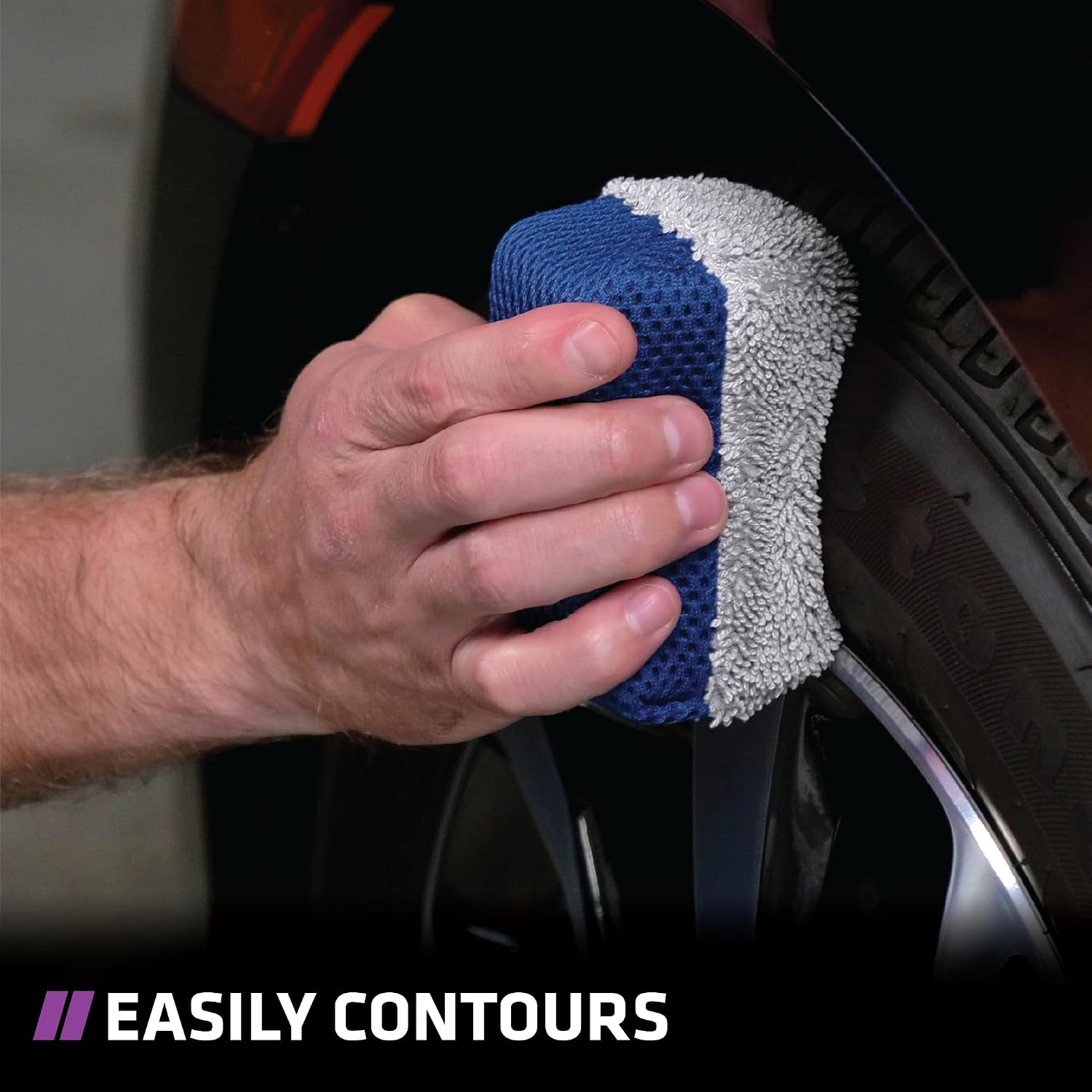 Tire Shine Applicator Sponges for Car Detailing, 2 Pack | Multi-Purpose, Mesh, Microfiber, and Non-Soak-Through Liner