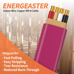 Energeaster Solid Indoor 10/3 NM-B Copper Cable with Ground 50FT, Pink
