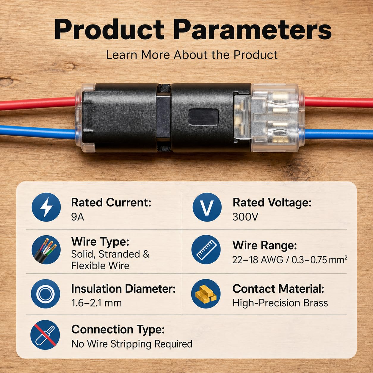 Double Wire Plug in Connector with Locking Buckle, Flame Retardant Locking Wire Quick Connectors, Suitable for