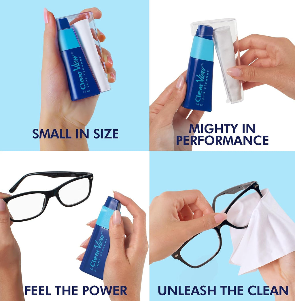 Portable Lens Cleaner Kit, Eyeglass Lens Cleaner Spray Kit with Cloth | Refillable spray plus soft microfiber cloth