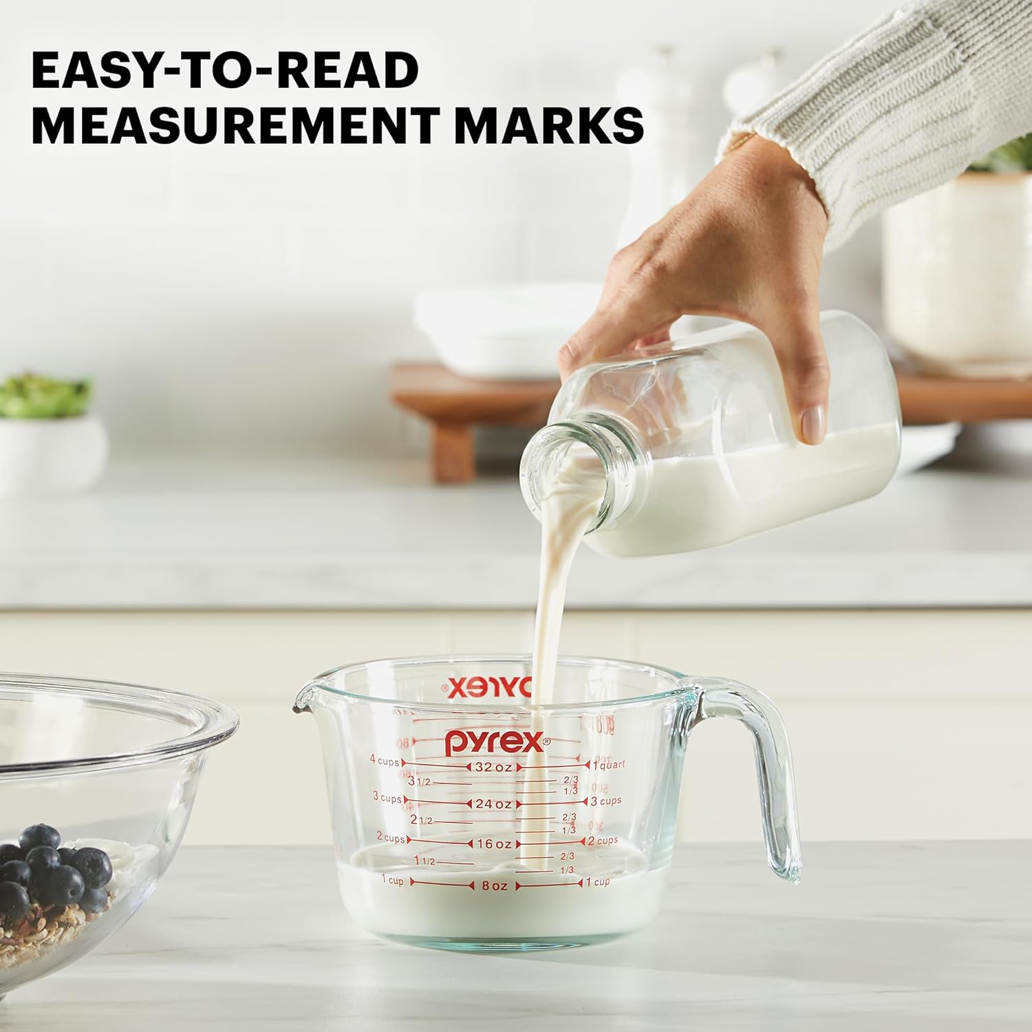 Essentials (3-Pack) Glass Measuring Cups Set, (1, 2 & 4 Cup) Measuring Cups For Prepping, Baking and Cooking