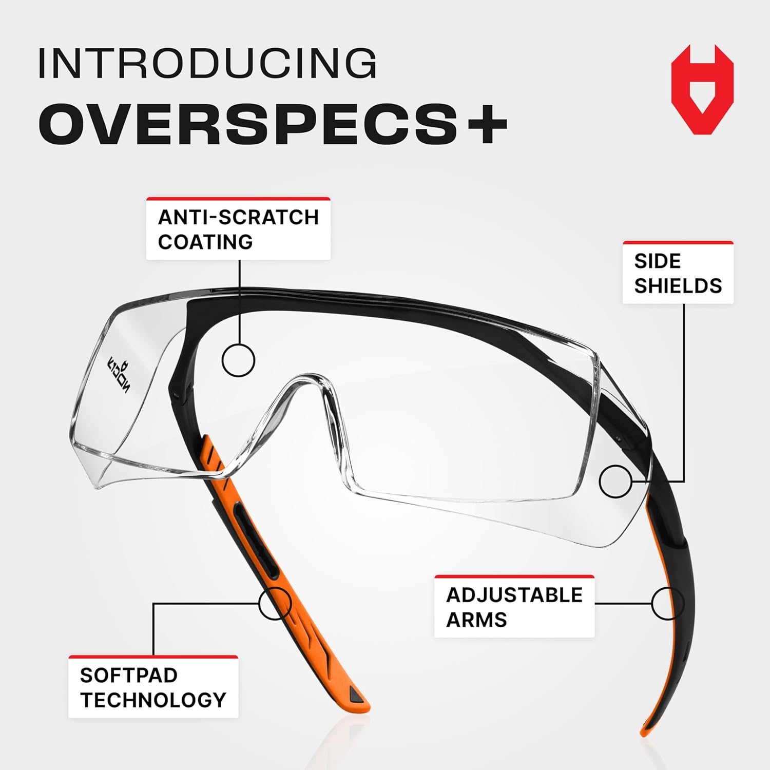 Safety Glasses Over Eyeglasses for Men and Women with Anti Scratch Lenses and Integrated Side Shields — Adjustable