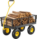 500 Lbs Steel Garden Cart, Heavy Duty Garden Wagon Cart Pullable on Wheels, Metal Yard Utility Wagon Carts with 10"