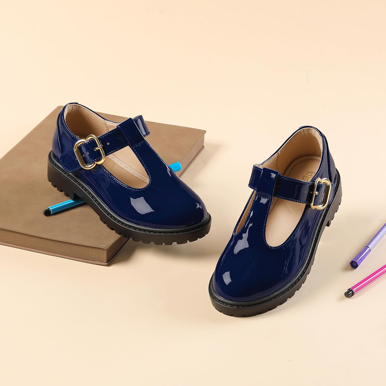 Girls Shoes School Mary Jane Uniform Dress Shoes Kids Loafers T-Strap Flats