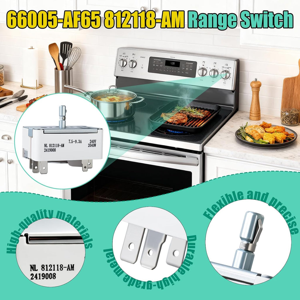 WB24T10027 8 Inch Surface Burner Infinite Control Switch for GE Hotpoint Kenmore Electric Range Cooktop, Replaces 164D1816P10 AP2024074 PS236752 769694