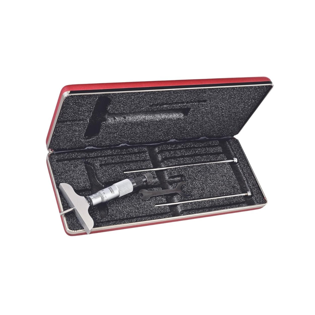 Starrett Depth Micrometer, 0-75mm Range, .01mm Grad, 63.5mm Length - 3 Rods