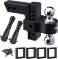Adjustable Trailer Truck Drop Hitch - Fits 2 Inch Receiver Only, 6 Inch Drop Dual Ball Mount 2" and 2-5/16" Up to