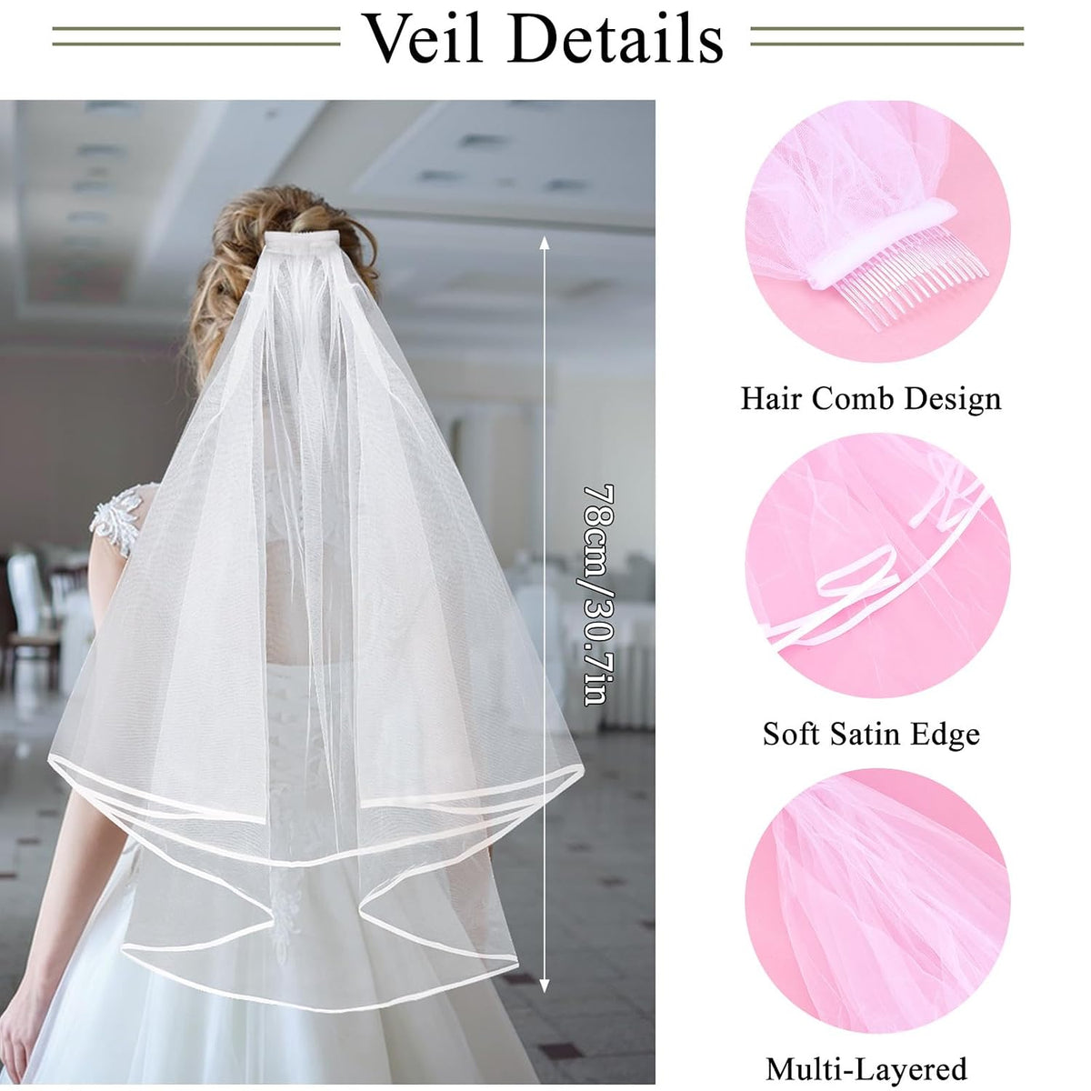 Wedding Tiara and Veil Set for Bride, Silver Bridal Crown with White Wedding Veil, Bridal Hair Accessories for