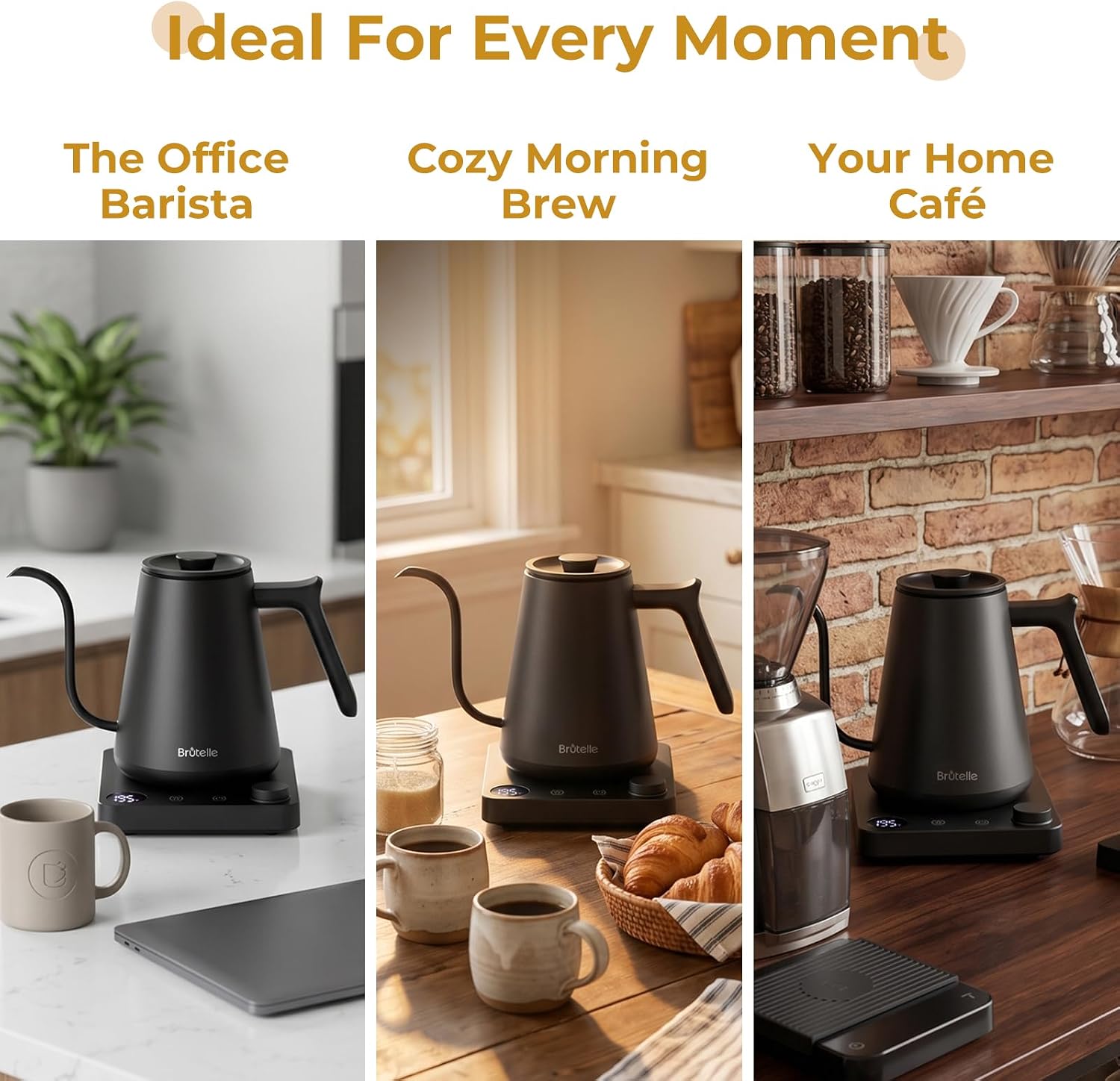 Gooseneck Electric Kettle Coffee Kettle with ±1°F Temperature Control, 27oz/0.8L 1200W Rapid Heating, 2Hours Keep