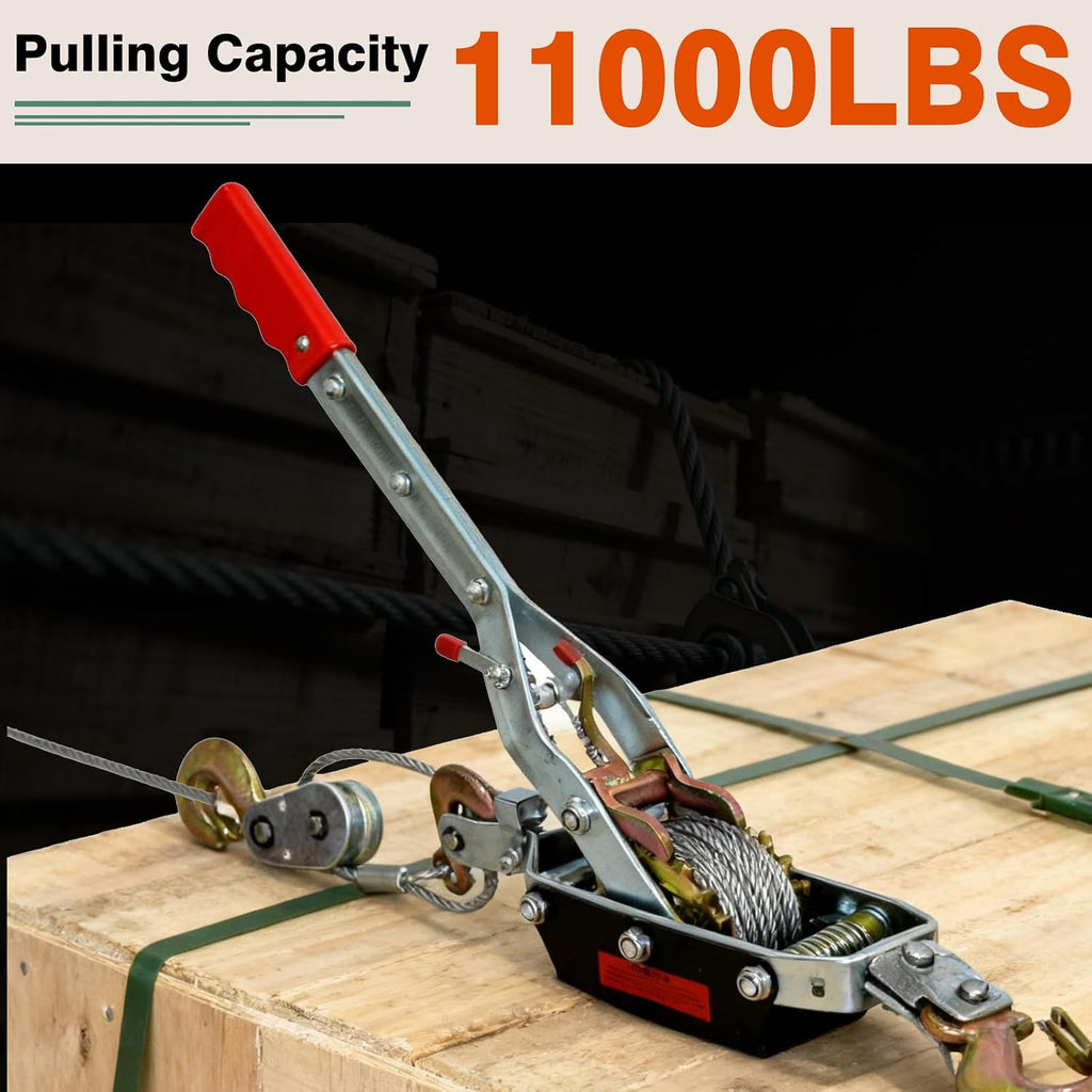 Come Along Winch,Automotive Hoist Winch Puller,5T Heavy Duty Power Cable Come Along Tool Chain Winch Ratchet Tool