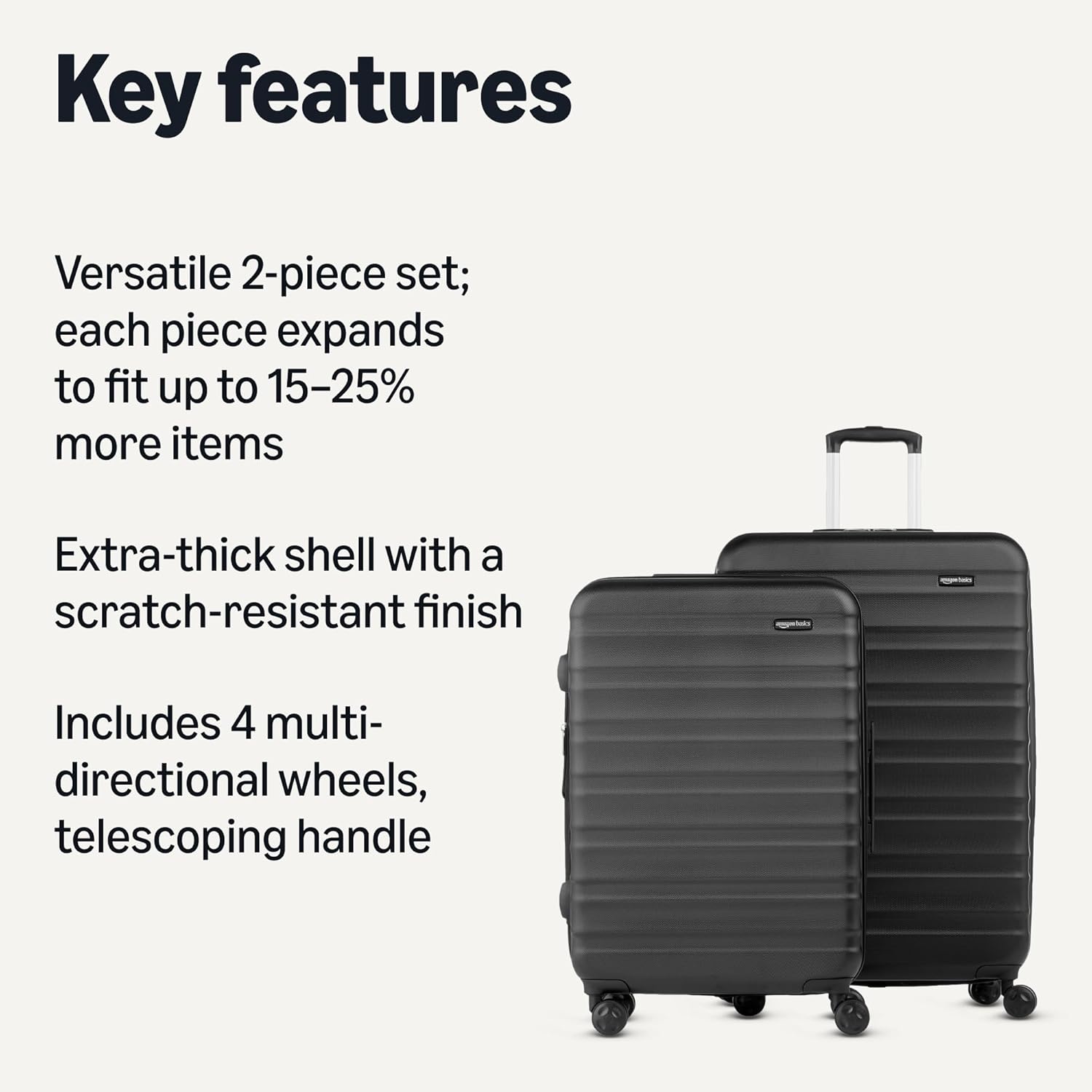 2-Piece Hardside Luggage Set (21" Carry-on, 30"), Expandable Suitcases with Spinner Wheels, Scratch-Resistant