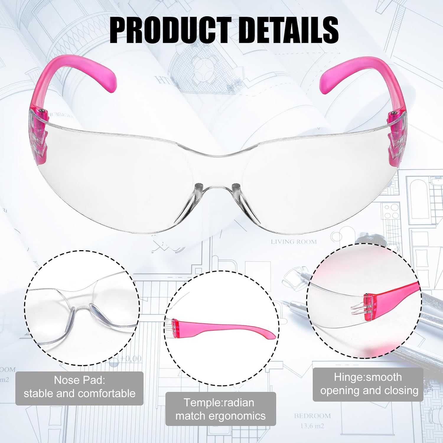 Safety Glasses Safety Goggles for Men Woman Protective Eyewear Bulk with Scratch Impact Resistant for Work(12