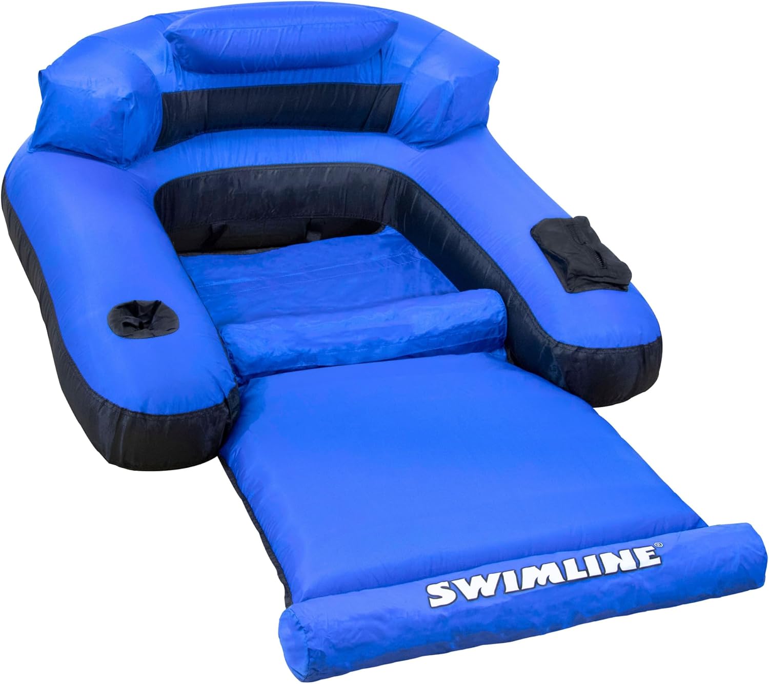ORIGINAL Fabric Covered Pool Float Mattress Ultimate Lounger Raft For Adults & Kids | Back, Leg, & Arm Rests, Cup