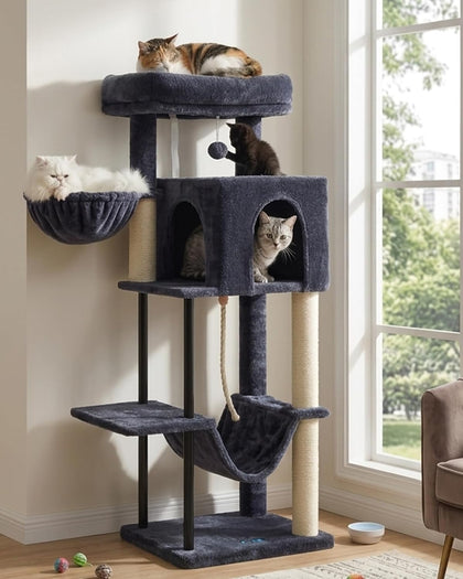 Cat Tree, Cat Tower for Indoor Cats, 43.3 inch Cat Tree Tower with Sturdy Steel Tube, Hammock, Cat Condo for Small