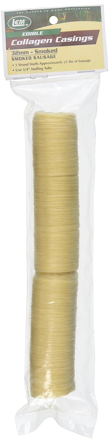 Products Clear Smoked Collagen Casings, 32mm, Edible Sausage Casings, Stuffs Approximately 21 Pounds Per Pack, Great