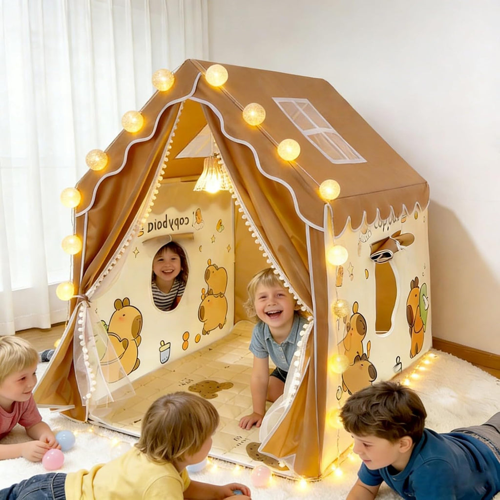 Kids Tent with Lights, Capybara Kids Play Tents for Toddlers Large Playhouse, Toy House Gift for Boys & Girls, Indoor