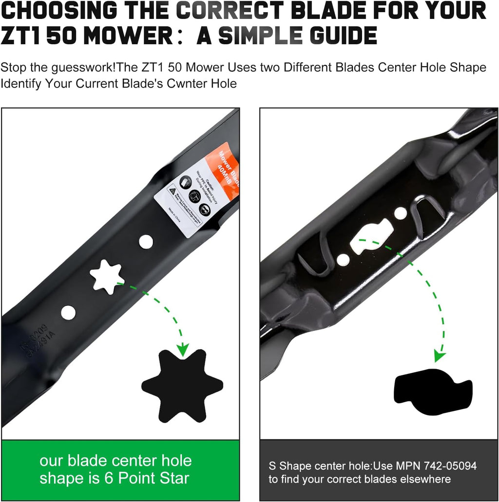 Grasscool ZT1-50 High Lift Blades for Cub Cadet 942-05052A XT1-LT50 GT50