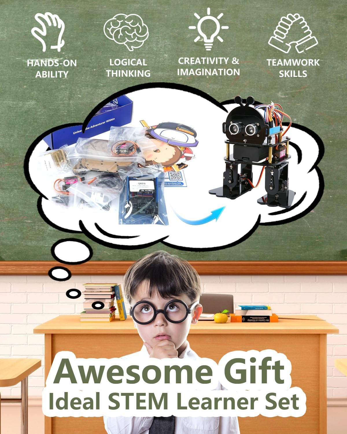 Biped Robot Kit STEM Toys Science Kit for Kids, Bionic Bipedal Robotics Programmable Coding Crafts Set for Arduino