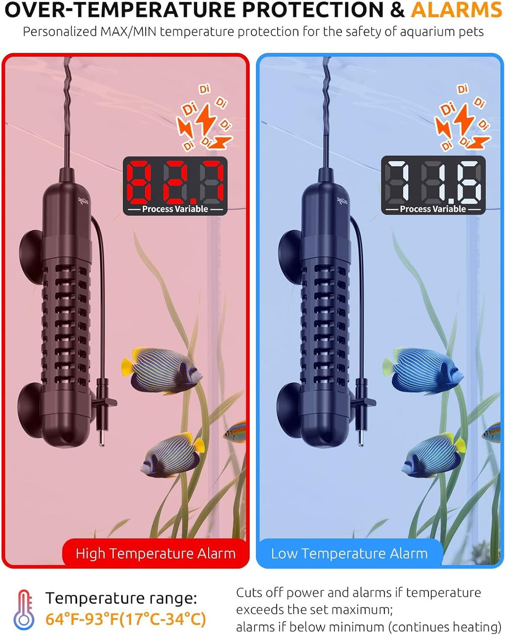 Small Aquarium Heater, 100W Fish Tank Heater for 10-20 Gallon, Submersible Turtle Heater with Digital Display