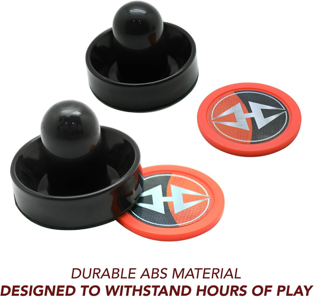 Arcade Air Hockey 3-in Strikers and 2.5-in Pucks - Black and Orange