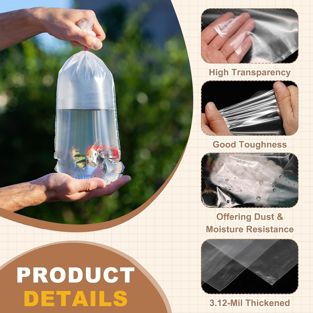 Mil Flat Open Poly Bags 3 x 7 in 3.12 Mil 100 Pcs