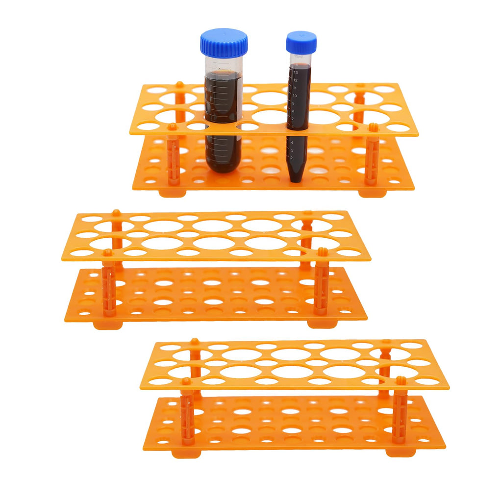 28 Well Test Tube Rack, 3 Pack Orange Holder for 10ml 15ml 50ml Tubes Lab