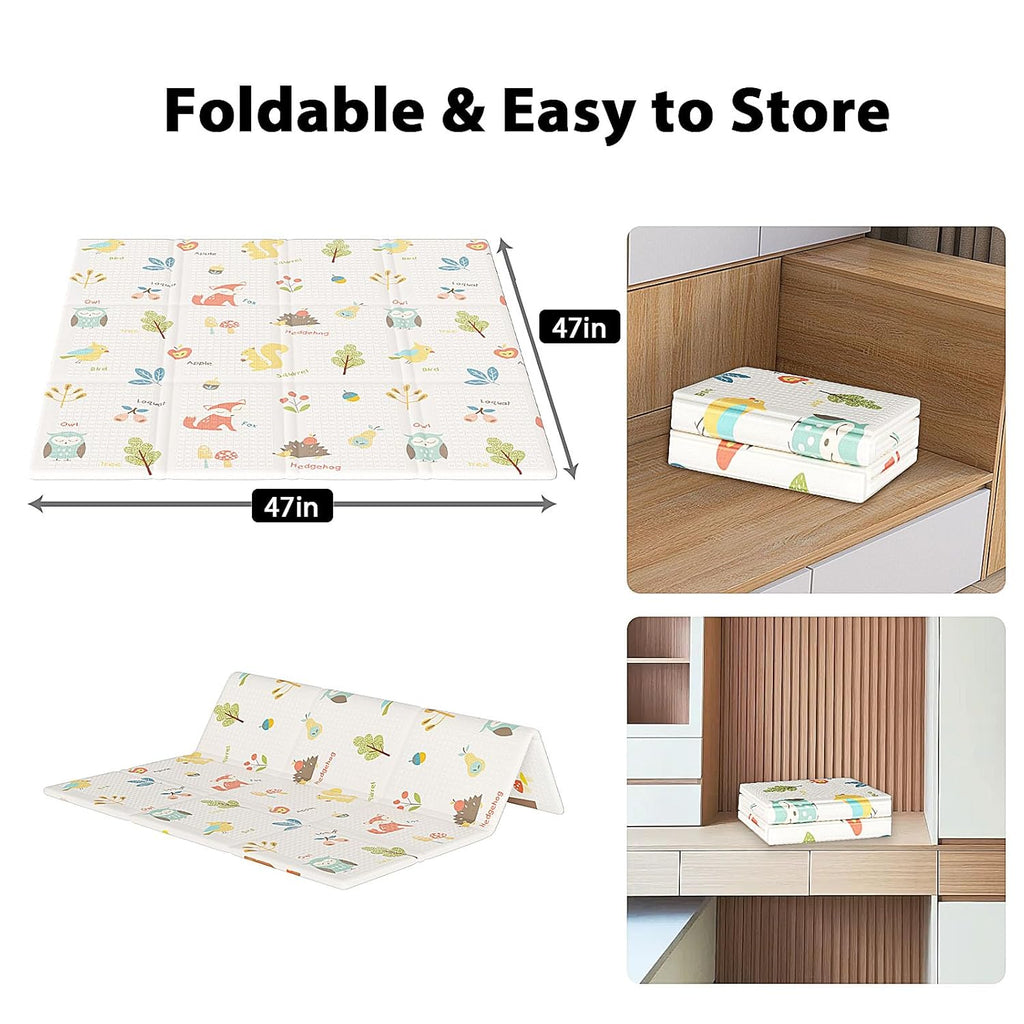 Baby Play Mat, 50 x 50 Inch Play Mat Perfect for Use Baby Playpen, Foldable Baby Foam Playmat for Floor, Portable