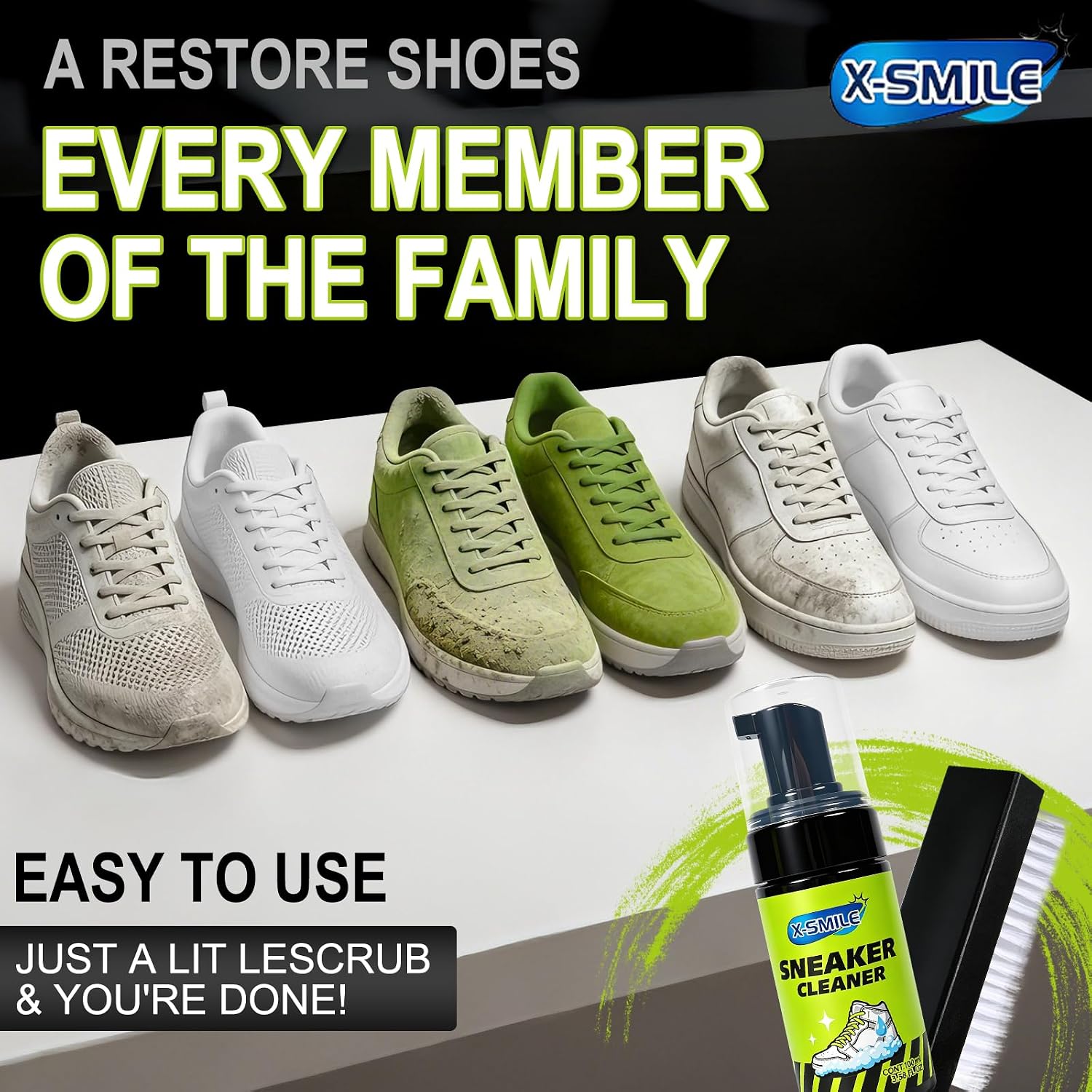 Sneaker Cleaning Kit Premium Foam Shoe Cleaner for White Shoes, PU & Synthetic Leather, Canvas, Mesh & Rubber Gentle