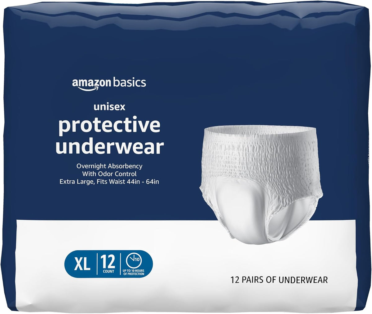 Unisex Protective Underwear, Overnight Absorbency, Extra Large, 12 Count