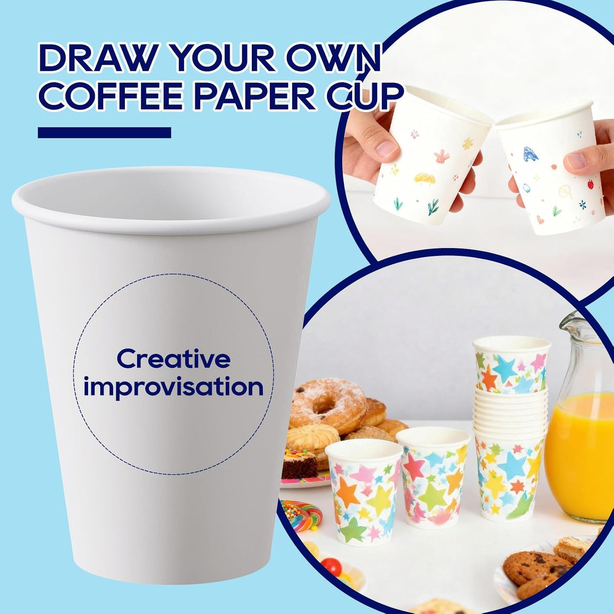 240 Pack 12 oz Paper Cups, White Disposable Coffee Cups