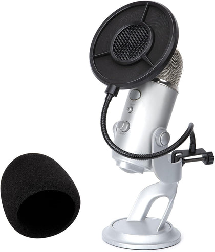Blue Yeti Pop Filter Foam Windscreen - 5.5 Inch Diam 6 Layers Pop Filter for Mic Cover Yeti Pop Screen Compatible