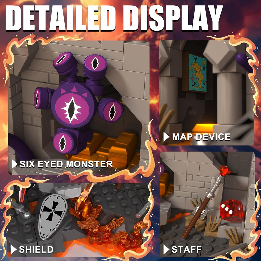 Dragon Castle Building Sets with Dice Tower Medieval Castle Building Blocks Sets Dice Rolling Tower Castle Model Kits