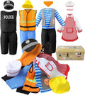 Boy's Dress Up Costumes Set, Kids Role Play Set 11pcs Dress Up Trunk | Pirate, Chef, Construction Worker, Policeman