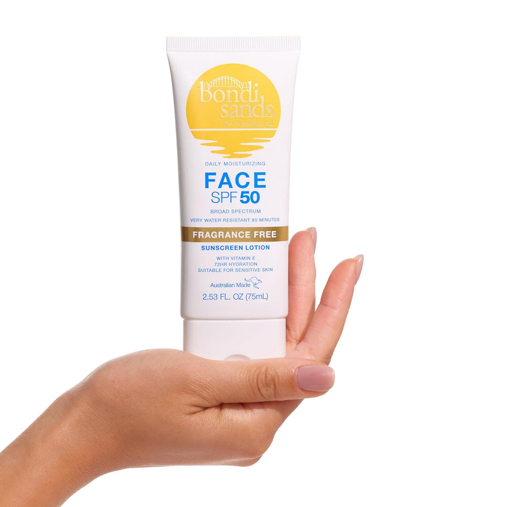 Fragrance Free Daily Sunscreen Face Lotion SPF 50 | Hydrating UVA + UVB Protection, Non-Greasy, Gentle, Water