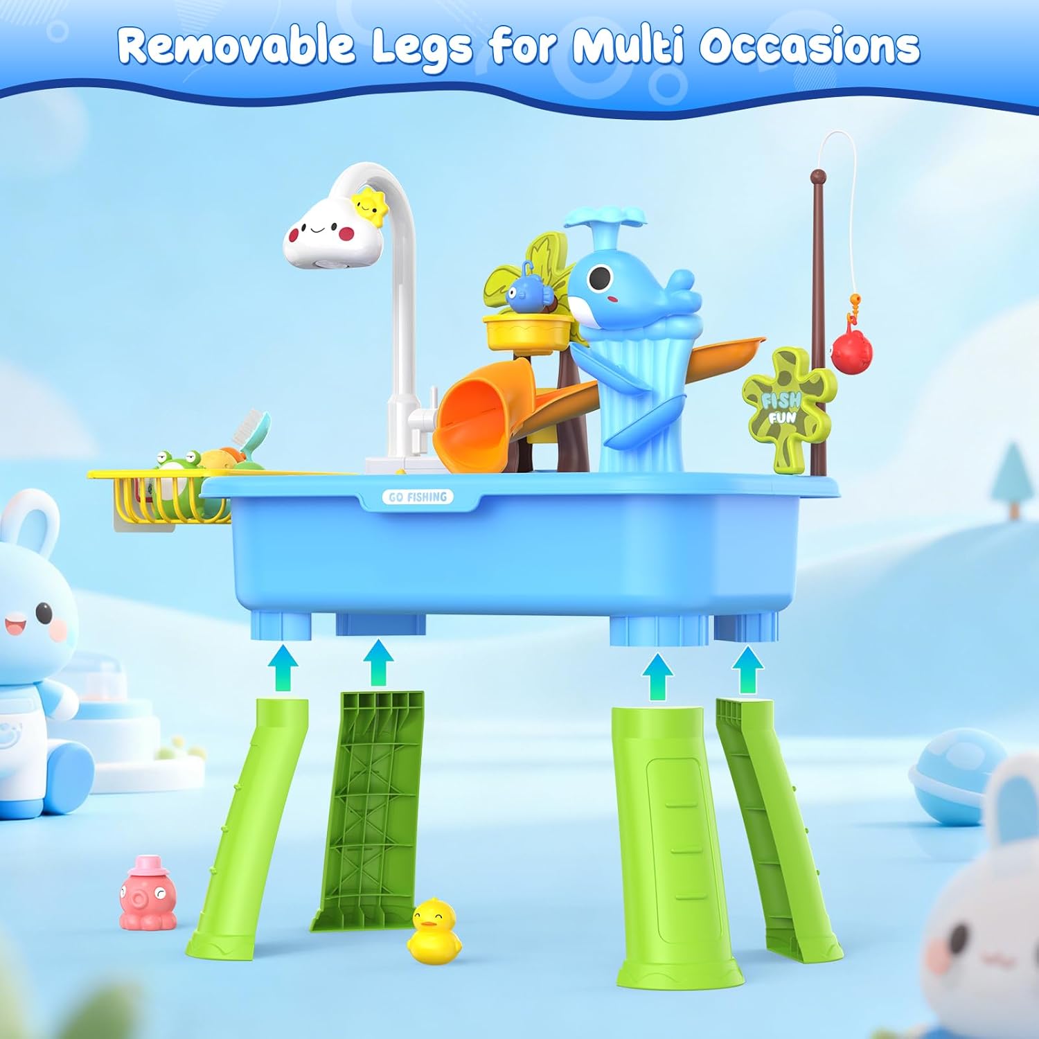 2026 Upgraded Water Table for Toddlers 1-3 - Outdoor Toys for Kids Ages 4-8 with Pump, Summer Outside Sensory