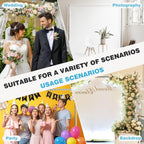 Pipe and Drape Backdrop Stand, 10x10ft Heavy Duty Backdrop Stand with Metal Base, Adjustable Height & Width, Silver