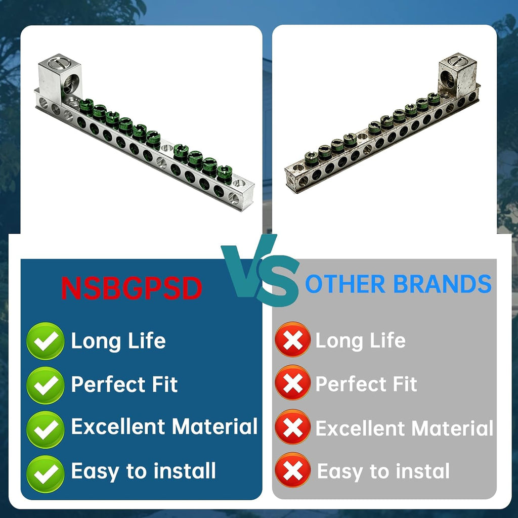 Ground Bar Kit for Eaton BR and CH Series Load Centers, 10 Terminal Grounding Bar