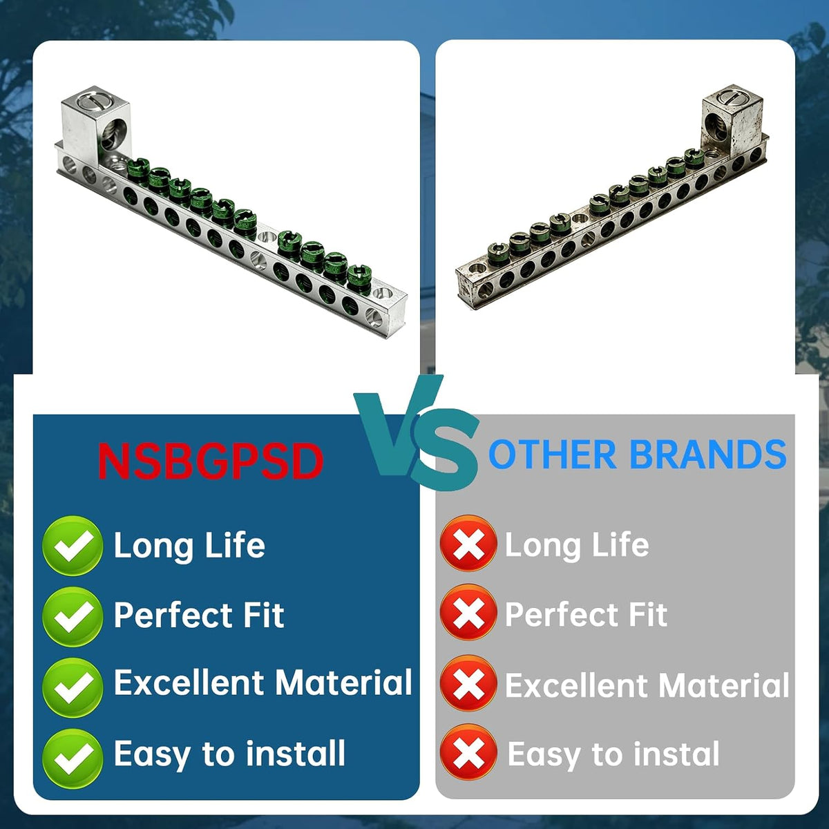 Ground Bar Kit for Eaton BR and CH Series Load Centers, 10 Terminal Grounding Bar