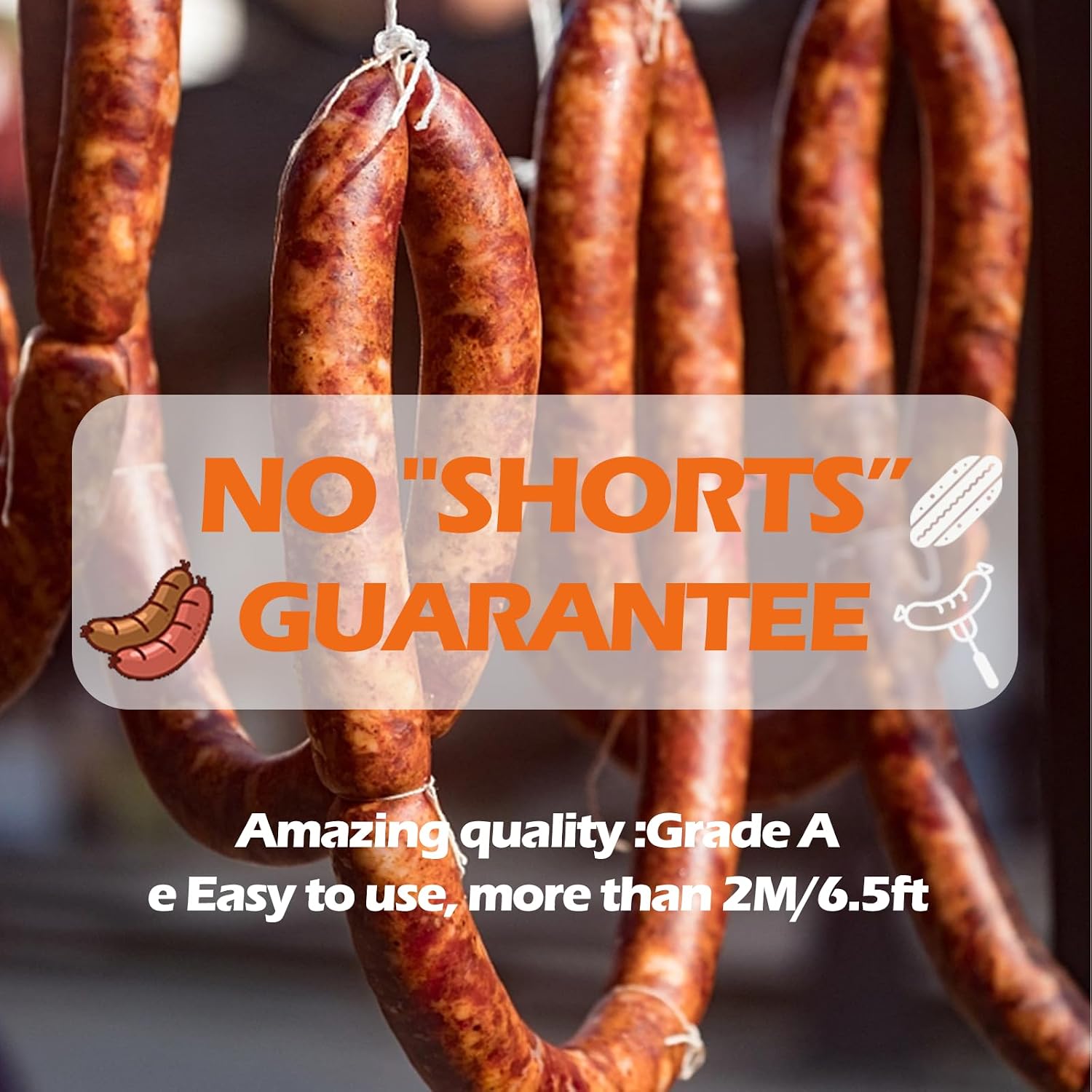 Natural Hog Sausage Casing, Edible Casings for Sausage Making, Grade A,Great for Snack Sticks, Italian Sausage, Hot
