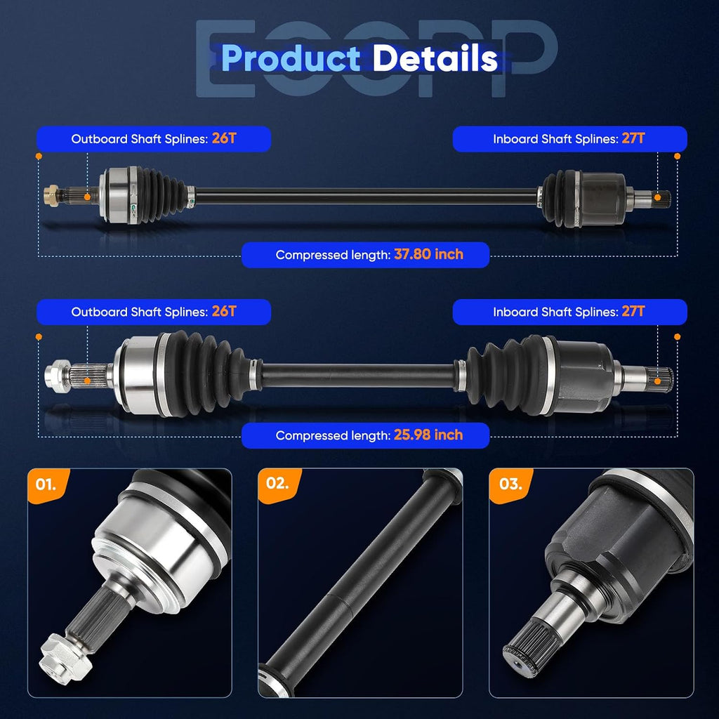 ECCPP CV Axle Half Shaft Assembly fit for 2003-2007 for Honda Accord