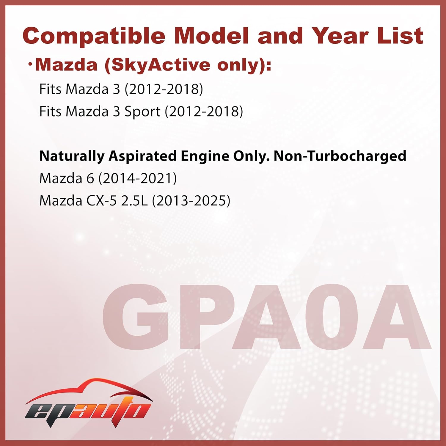GPA0A (PE07-13-3A0A) Engine Air Filter Replacement for Mazda
