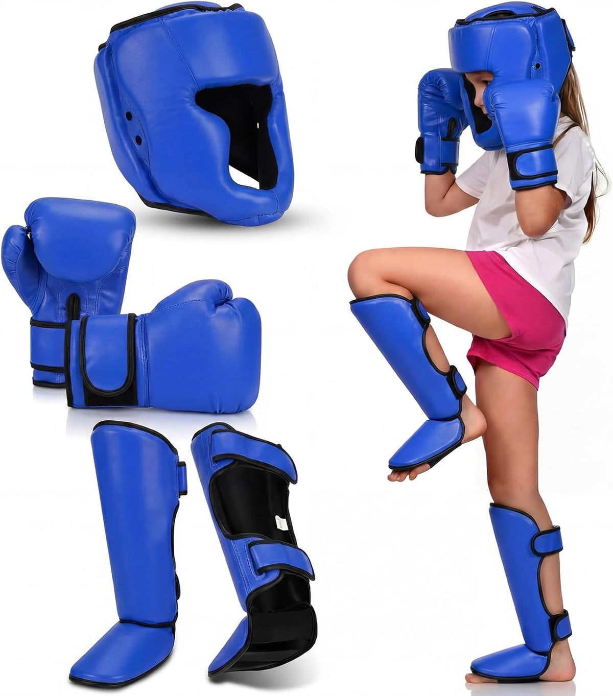 5 Pcs Boxing Guards Set for Kids with Sparring Headgear