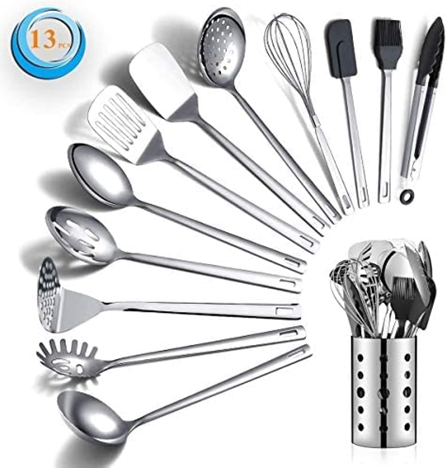 Stainless Steel Cooking Utensils Set, Berglander 13 Pieces Kitchen Utensils Set, Kitchen Tools Set With Utensil