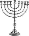 Extra Large Traditional Chanukah Menorah use with Thick Shabbat Candles or Oil Cups Antique Looking Hanukkah Minorah