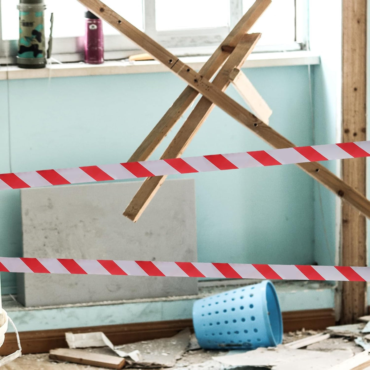 Caution Safety Warning Tape Roll, Floor Marking Barrier 2.4cmx50m